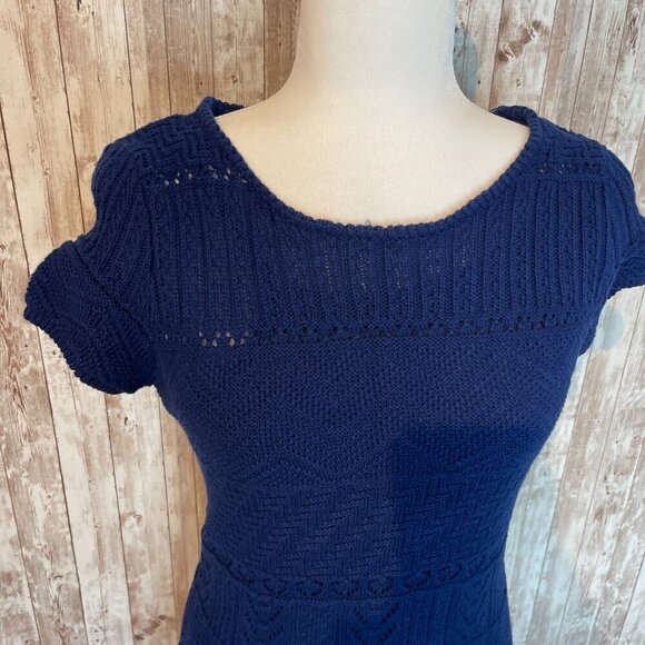 Lauren Ralph Lauren Blue Cap Sleeve Sweater Dress size LP - Picture 3 of 6